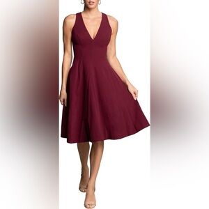 Dress the population Catalina Fit & Flare Cocktail Dress burgundy size large